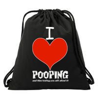 I Heart Pooping and Texting Drawstring Bag