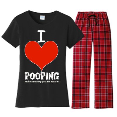 I Heart Pooping and Texting Women's Flannel Pajama Set