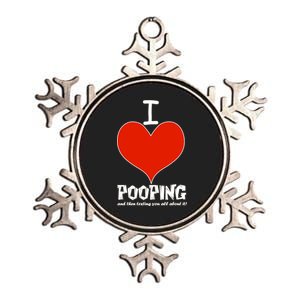 I Heart Pooping and Texting Metallic Star Ornament