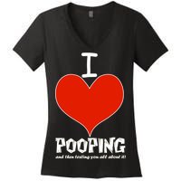 I Heart Pooping and Texting Women's V-Neck T-Shirt