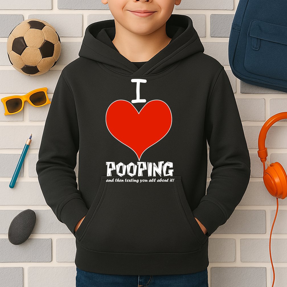 I Heart Pooping and Texting Kids Hoodie