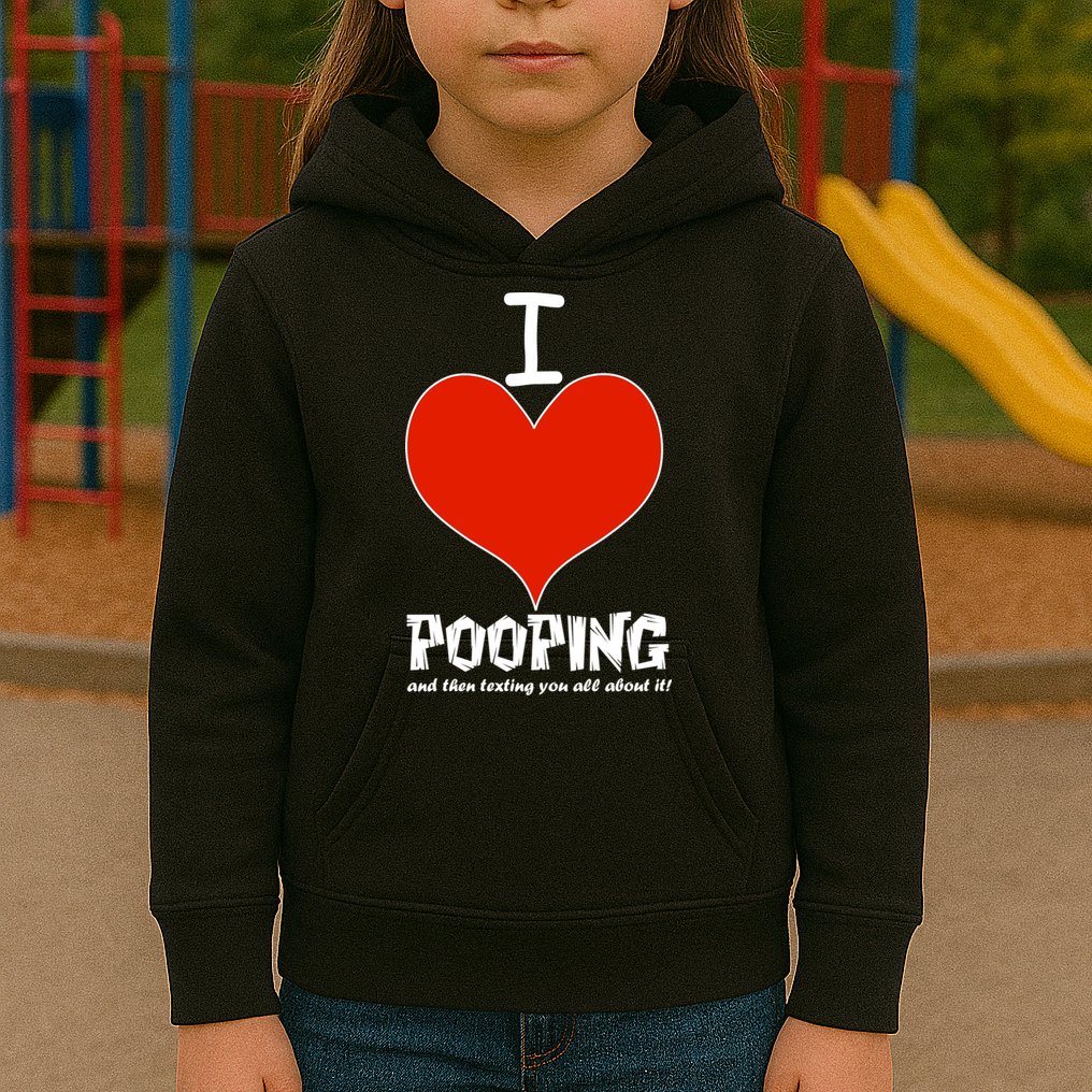 I Heart Pooping and Texting Kids Hoodie