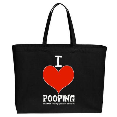 I Heart Pooping and Texting Cotton Canvas Jumbo Tote