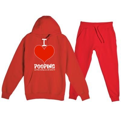 I Heart Pooping and Texting Premium Hooded Sweatsuit Set