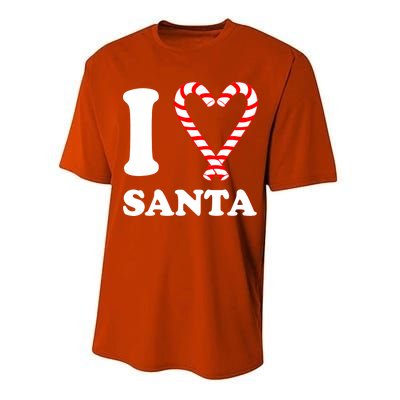 I Heart Santa Candy Cane Performance Sprint T-Shirt