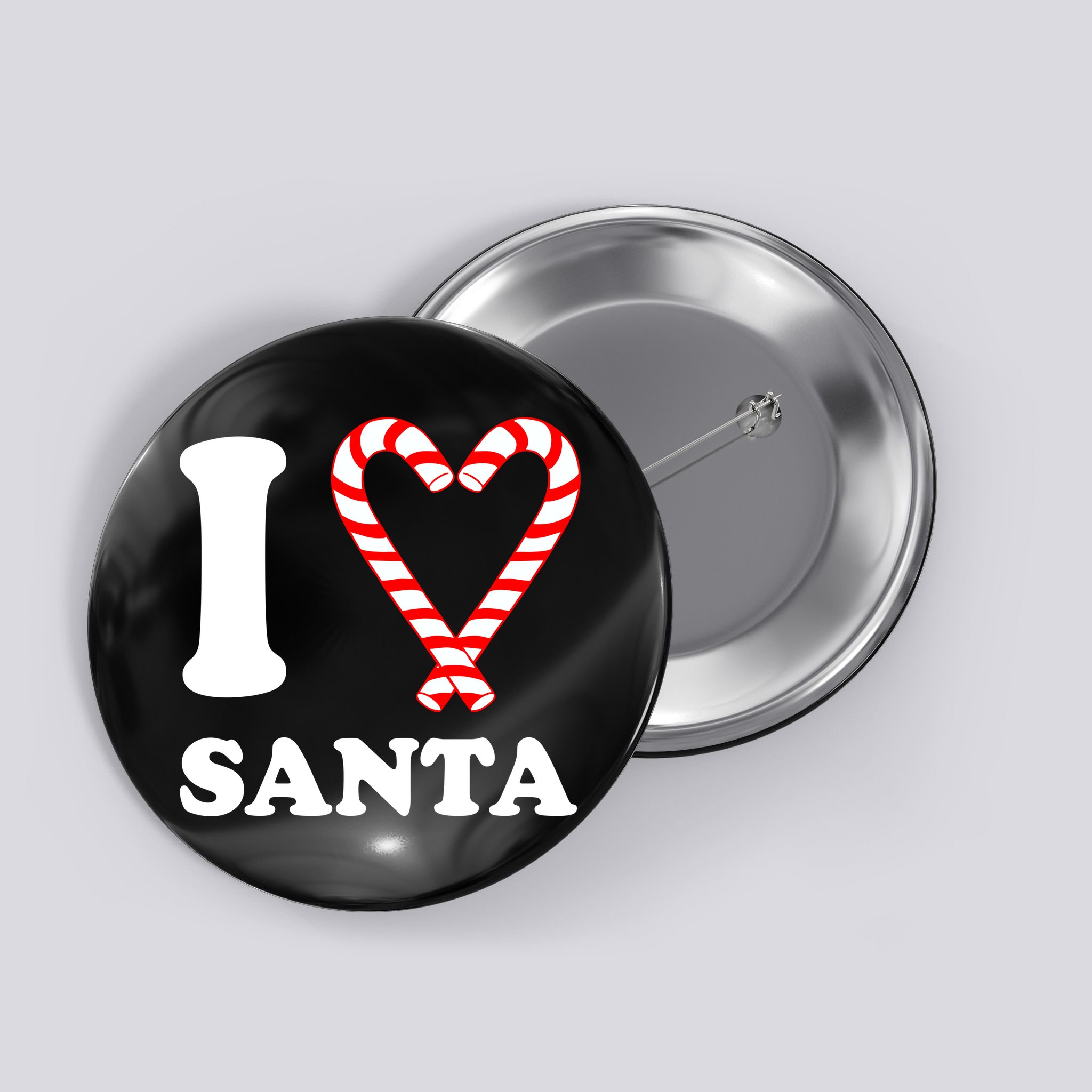 I Heart Santa Candy Cane Button