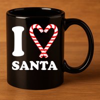 I Heart Santa Candy Cane 11oz C Handle Ceramic Mug