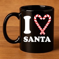 I Heart Santa Candy Cane 11oz C Handle Ceramic Mug