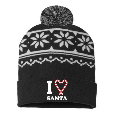 I Heart Santa Candy Cane USA-Made Snowflake Beanie