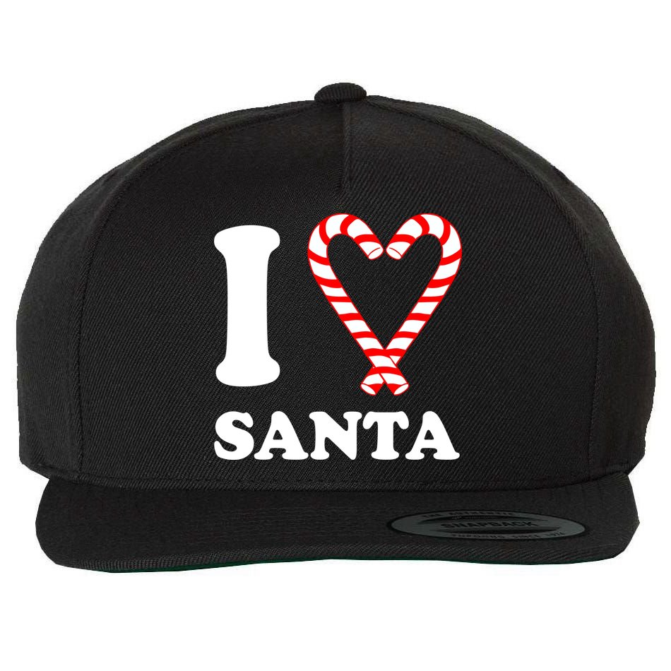 I Heart Santa Candy Cane Wool Snapback Cap