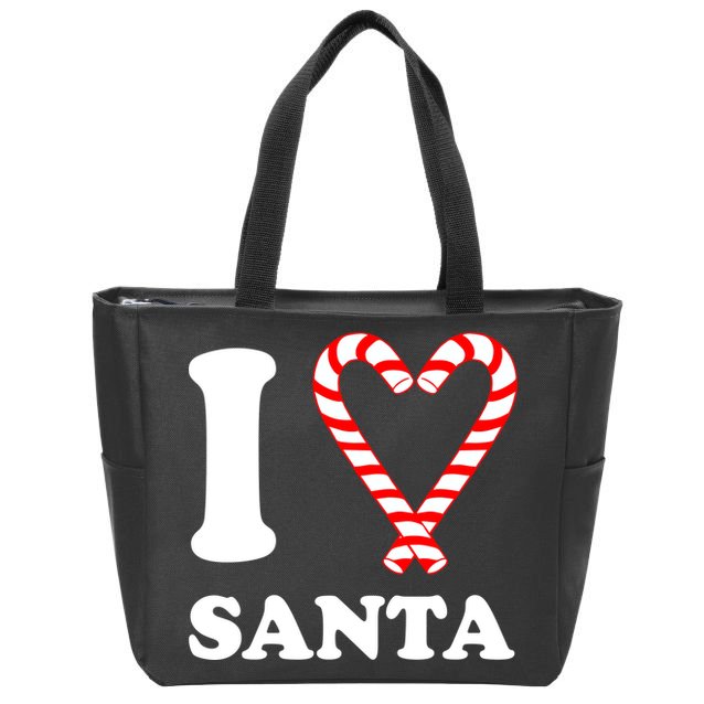 I Heart Santa Candy Cane Zip Tote Bag