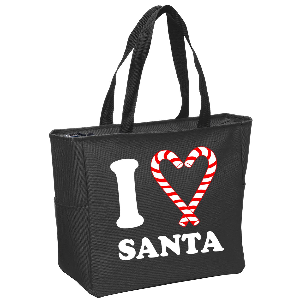 I Heart Santa Candy Cane Zip Tote Bag