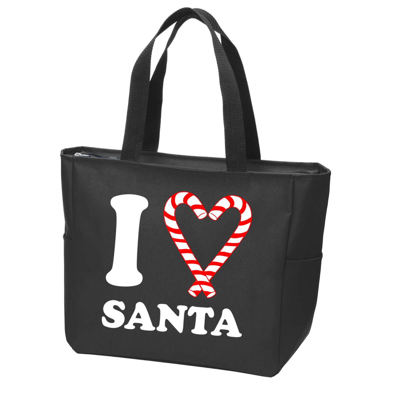 I Heart Santa Candy Cane Zip Tote Bag