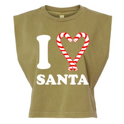 I Heart Santa Candy Cane Garment-Dyed Women's Muscle Tee