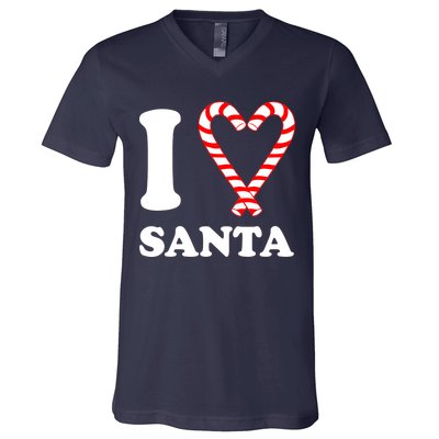 I Heart Santa Candy Cane V-Neck T-Shirt