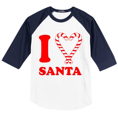 I Heart Santa Candy Cane Baseball Sleeve Shirt