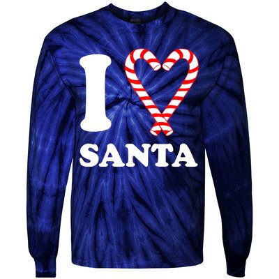 I Heart Santa Candy Cane Tie-Dye Long Sleeve Shirt