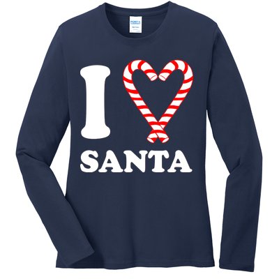 I Heart Santa Candy Cane Ladies Long Sleeve Shirt