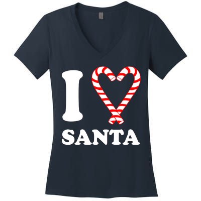 I Heart Santa Candy Cane Women's V-Neck T-Shirt