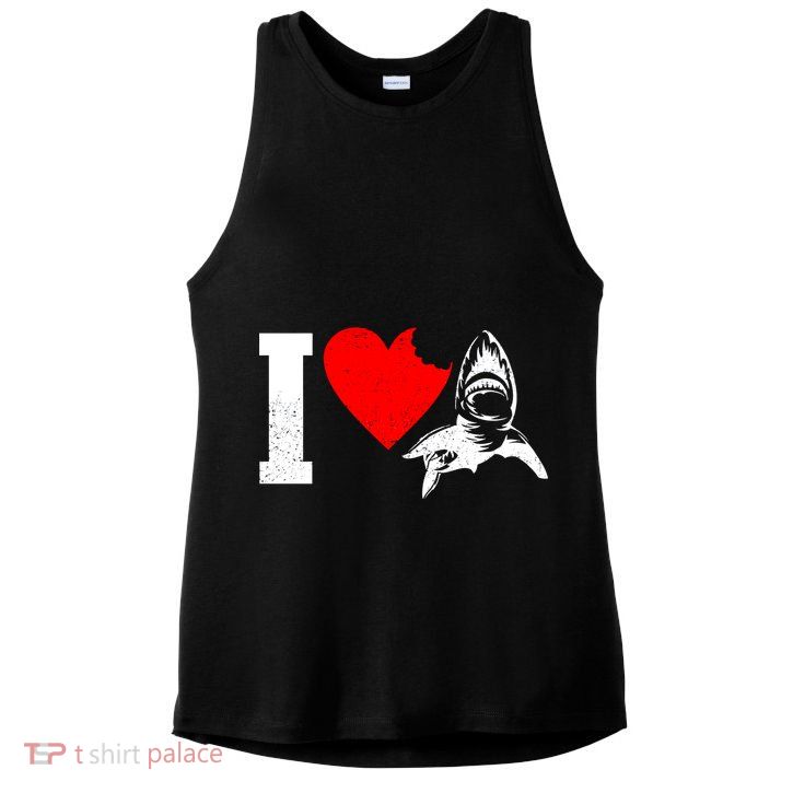I Heart Sharks Ladies PosiCharge Tri-Blend Wicking Tank