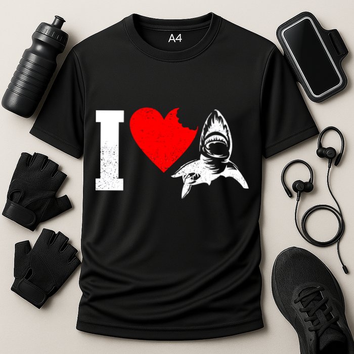 I Heart Sharks Cooling Performance Crew T-Shirt