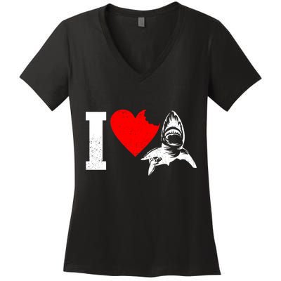 I Heart Sharks Women's V-Neck T-Shirt