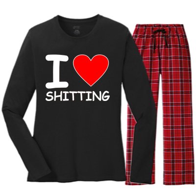 I Heart Shitting Poop Women's Long Sleeve Flannel Pajama Set 