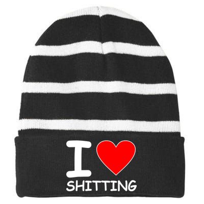 I Heart Shitting Poop Striped Beanie with Solid Band