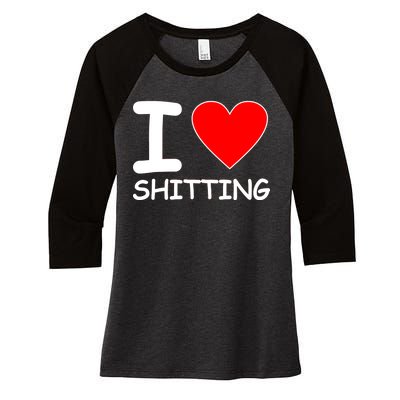 I Heart Shitting Poop Women's Tri-Blend 3/4-Sleeve Raglan Shirt