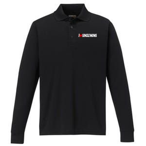 I Heart Single Moms Performance Long Sleeve Polo