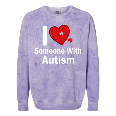 I Heart Someone With Autism Colorblast Crewneck Sweatshirt