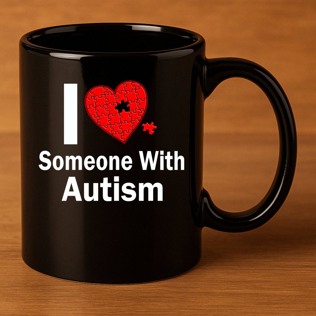 I Heart Someone With Autism 11oz C Handle Ceramic Mug