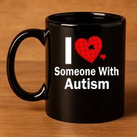 I Heart Someone With Autism 11oz C Handle Ceramic Mug