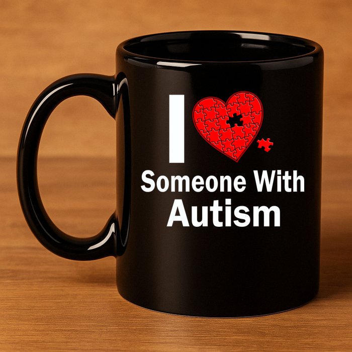 I Heart Someone With Autism 11oz C Handle Ceramic Mug