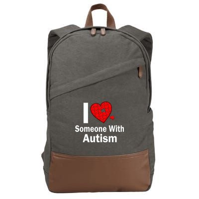 I Heart Someone With Autism Cotton Canvas Backpack