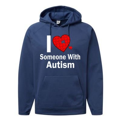 I Heart Someone With Autism Performance Fleece Hoodie