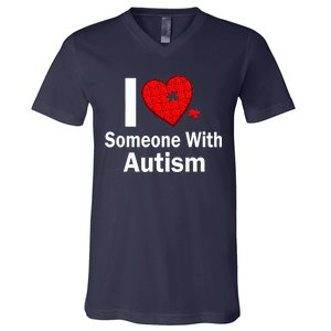 I Heart Someone With Autism V-Neck T-Shirt