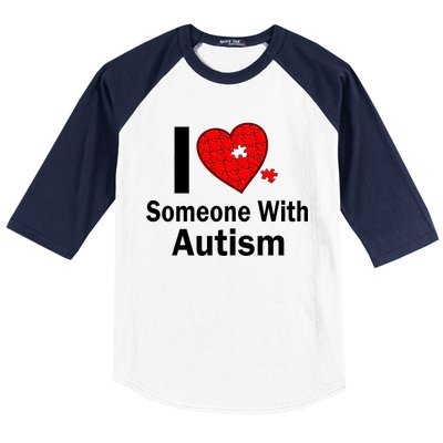 I Heart Someone With Autism Baseball Sleeve Shirt