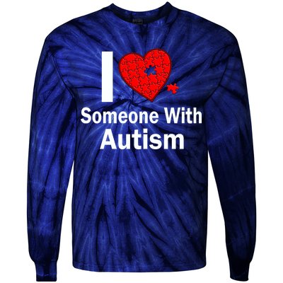 I Heart Someone With Autism Tie-Dye Long Sleeve Shirt