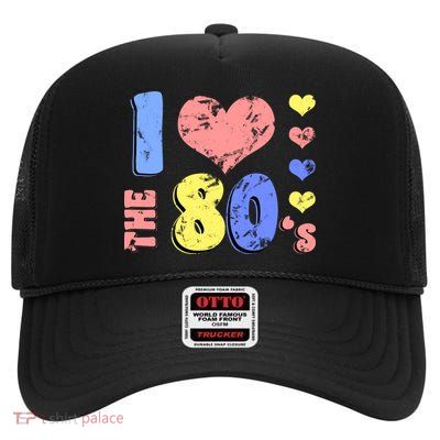 I Heart The 80's High Crown Mesh Back Trucker Hat