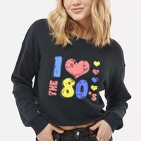 I Heart The 80's Cropped Pullover Crew