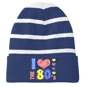 I Heart The 80's Striped Beanie with Solid Band