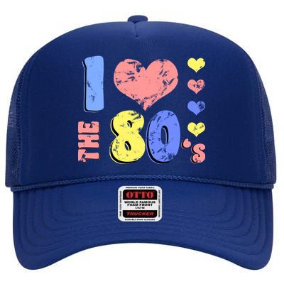 I Heart The 80's High Crown Mesh Back Trucker Hat