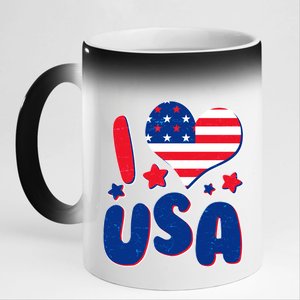 I Heart USA 11oz Black Color Changing Mug