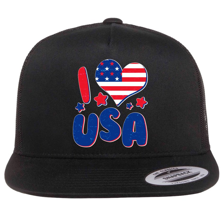I Heart USA Flat Bill Trucker Hat