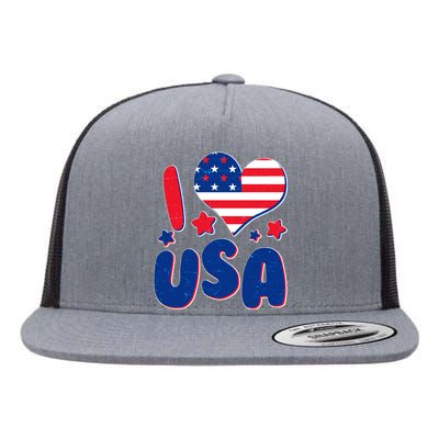 I Heart USA Flat Bill Trucker Hat