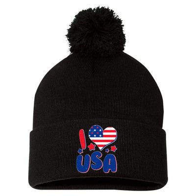 I Heart USA Pom Pom 12in Knit Beanie