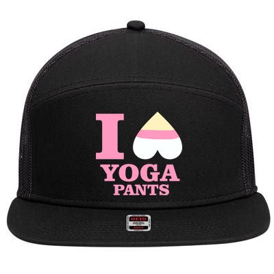 I Heart Yoga Pants 7 Panel Mesh Trucker Snapback Hat