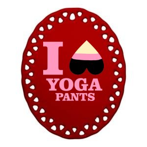 I Heart Yoga Pants Ceramic Oval Ornament