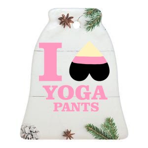 I Heart Yoga Pants Ceramic Bell Ornament